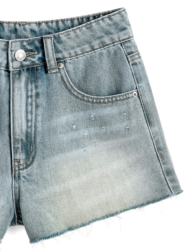 フリンジデニムショートパンツ