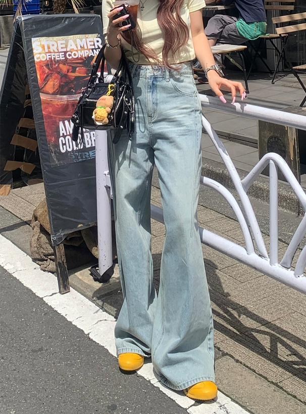 切替ワイドデニムパンツ