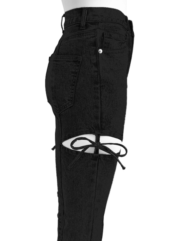 サイドカットアウトリボンフレアパンツ