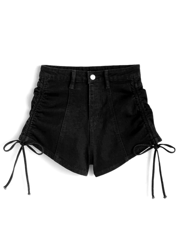 ドロストリボンデニムショートパンツ