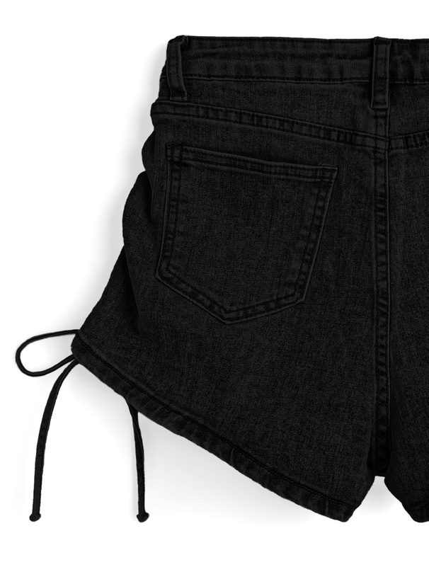 ドロストリボンデニムショートパンツ