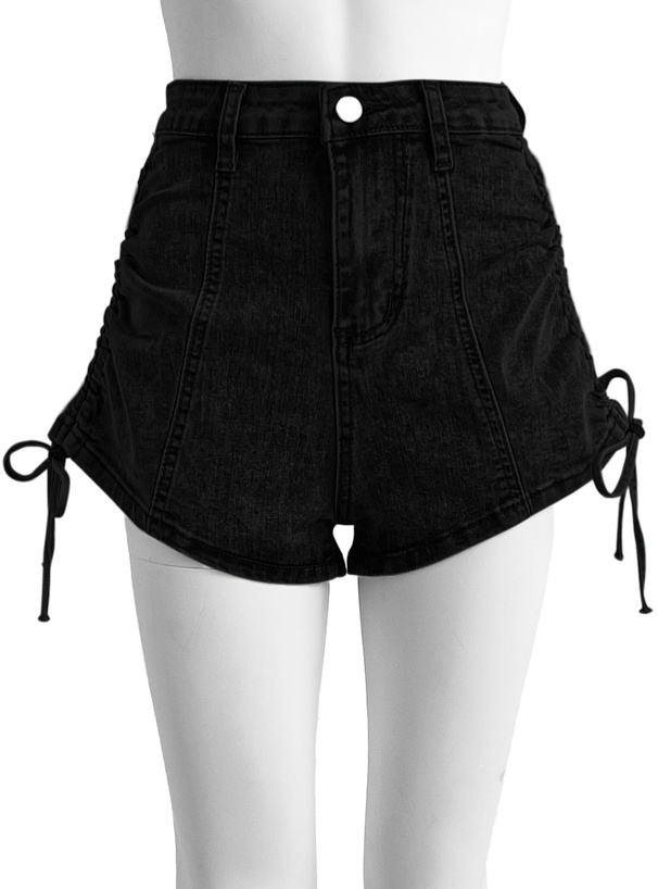 ドロストリボンデニムショートパンツ