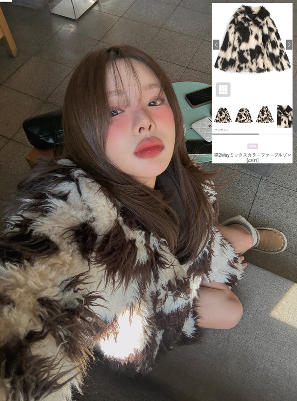 襟2Wayミックスカラーファーブルゾン[cz01] | レディースファッション