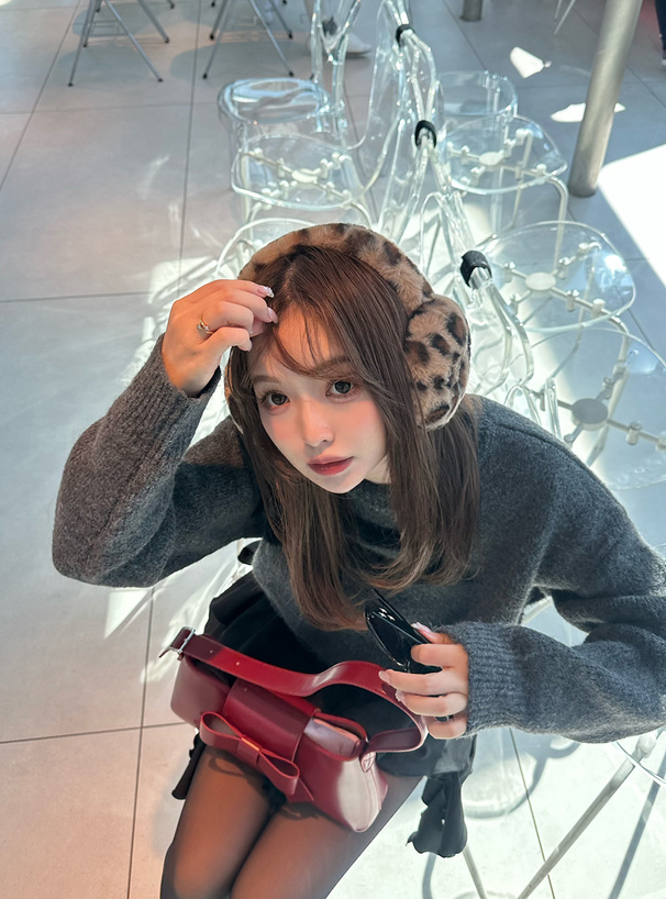 リボンレザーショルダーバッグ