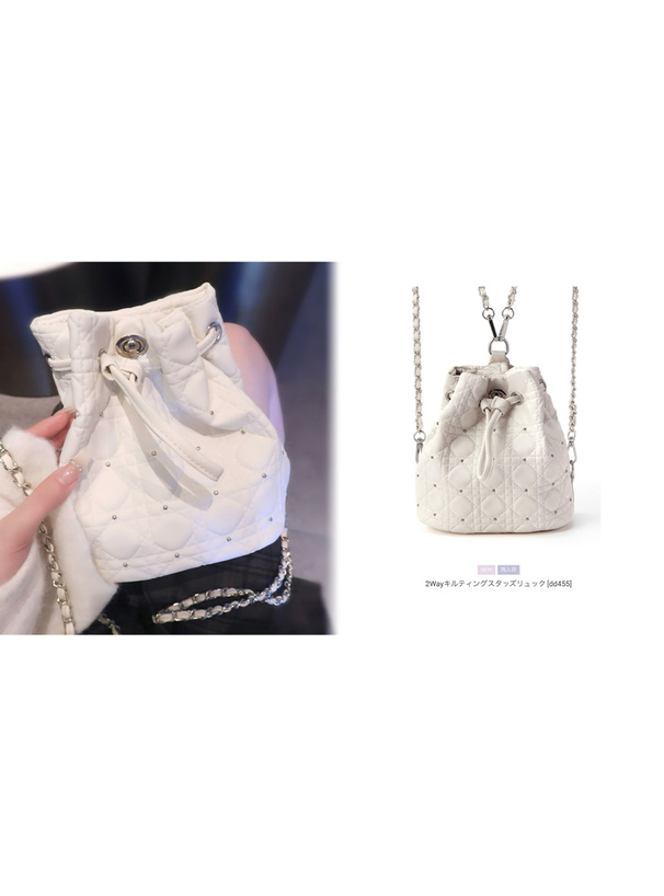 2Wayキルティングスタッズリュック