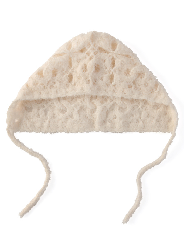 バブーシュカ風透かし編みニットキャップ