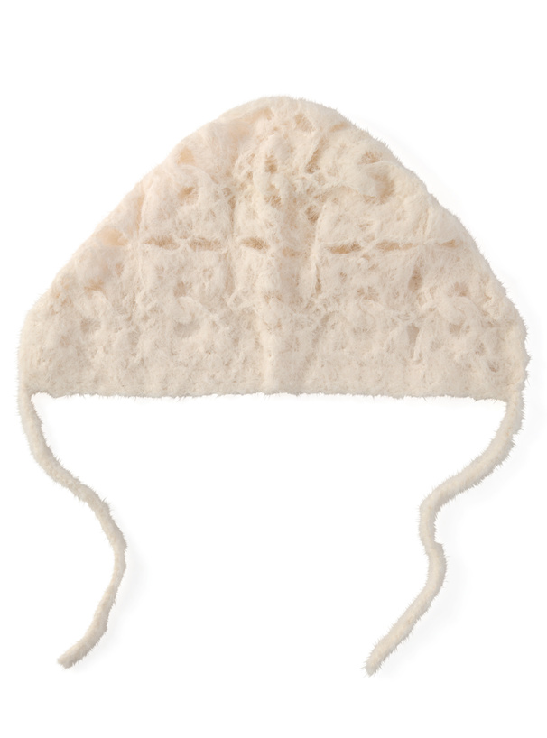 バブーシュカ風透かし編みニットキャップ