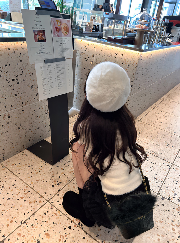 2Wayファーキルティングバニティバッグ