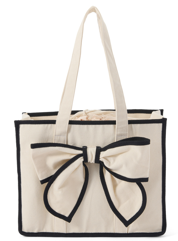 ビッグリボン配色キャンバストートバッグ