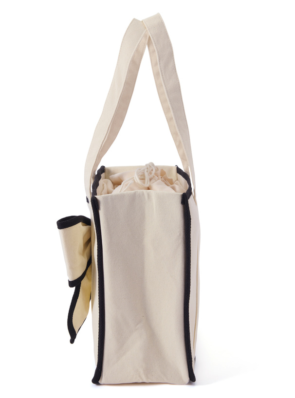 ビッグリボン配色キャンバストートバッグ