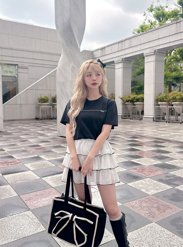 ビッグリボン配色キャンバストートバッグ