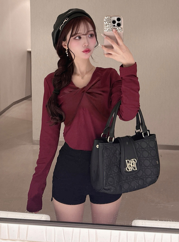 キルティングロゴプレートハンドバッグ