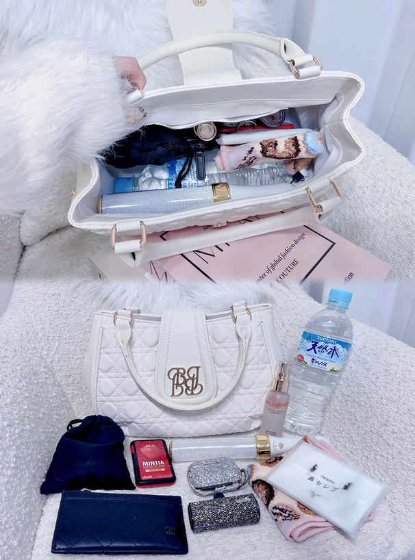 キルティングロゴプレートハンドバッグ