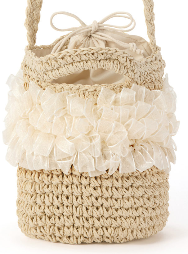 リボンフリルペーパー巾着ショルダーバッグ