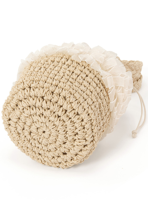 リボンフリルペーパー巾着ショルダーバッグ