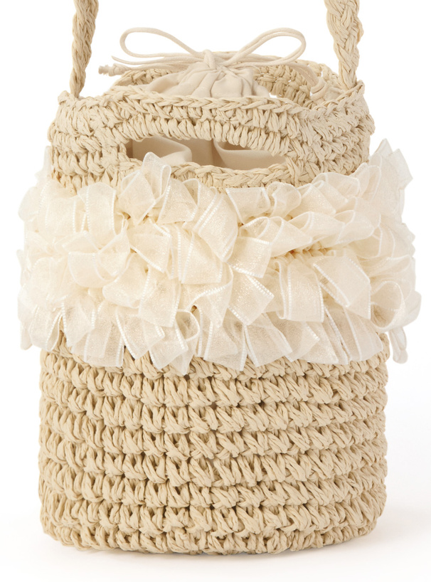 リボンフリルペーパー巾着ショルダーバッグ