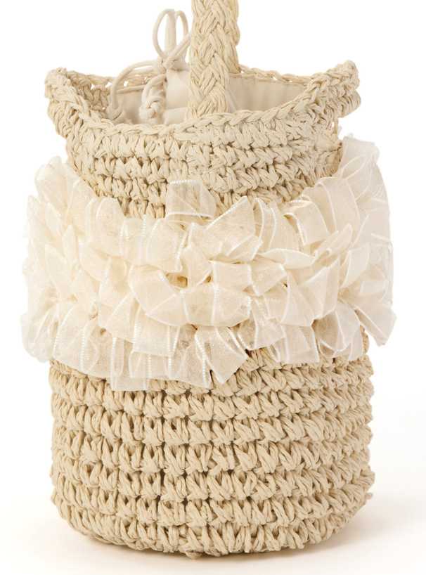 リボンフリルペーパー巾着ショルダーバッグ