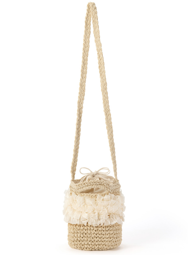 リボンフリルペーパー巾着ショルダーバッグ