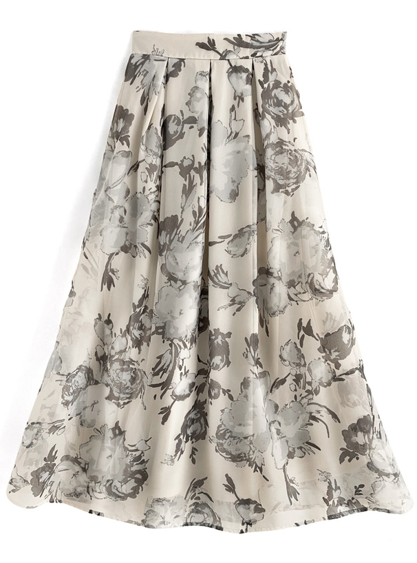 花柄オーガンジーフレアスカート[dh1229] | レディースファッション
