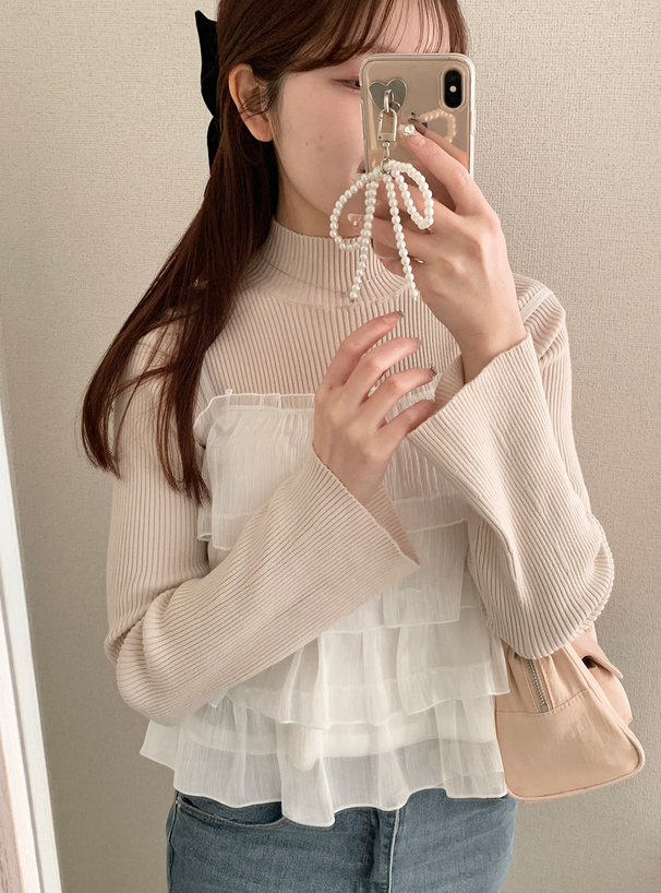 オーガンジーフリルキャミソールビスチェ