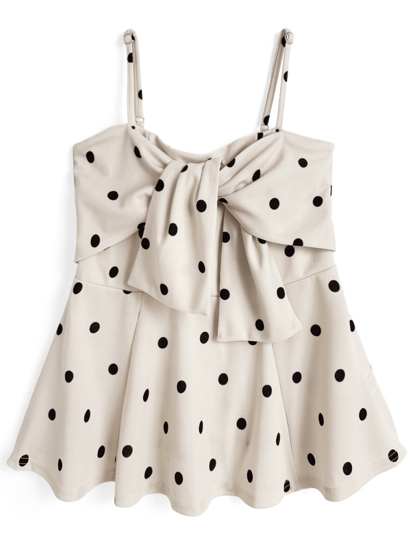 リボンデザインドット柄キャミソールトップス[dh1372] | レディース