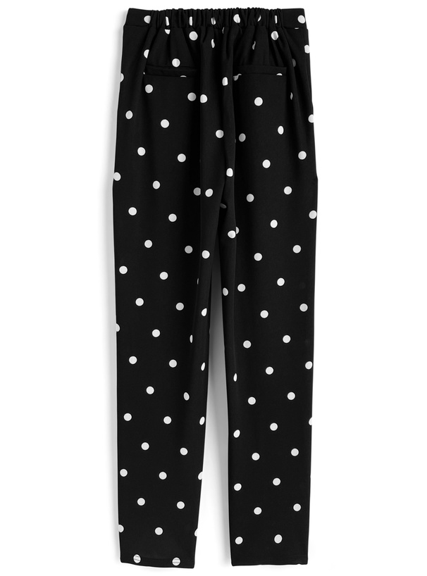 StANDREWS ブラックドット柄パンツ　LL ドット柄テーパードパンツ[dh1373] | レディースファッション