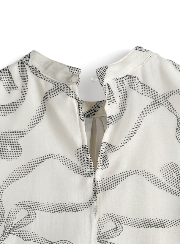 リボン柄シフォンブラウス