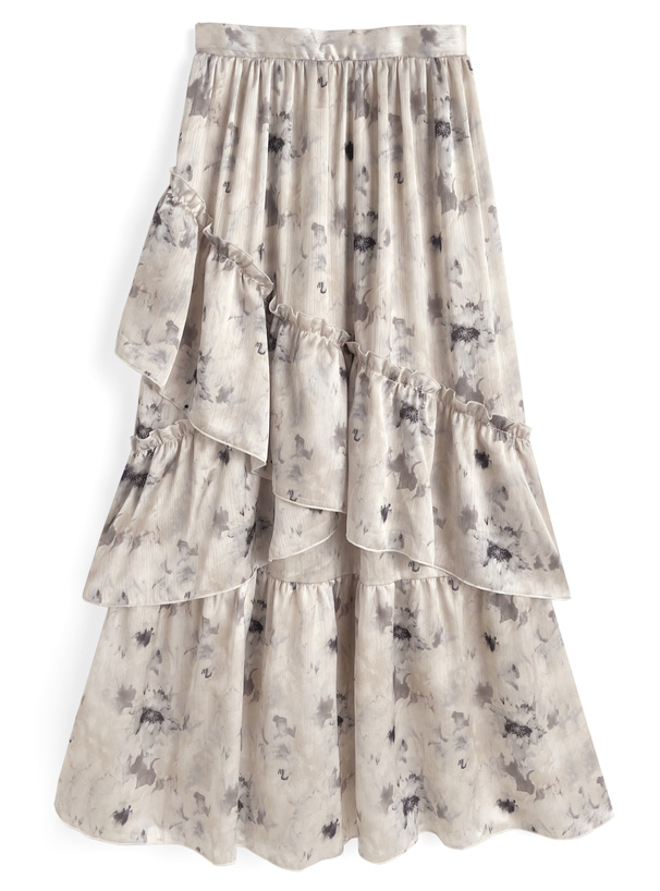 花柄ティアードロングスカート[dh1384]