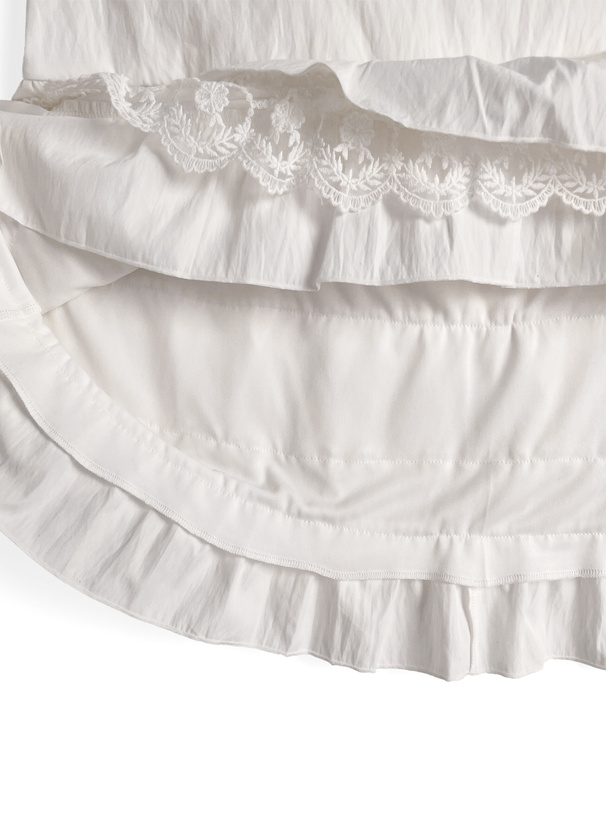 レース切替ティアードフリルロングスカート