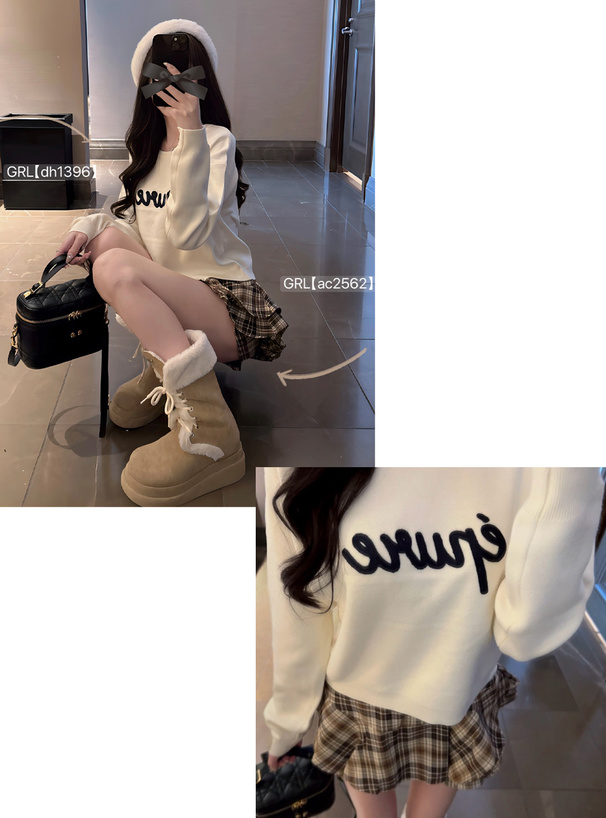 ロゴデザインニットトップス