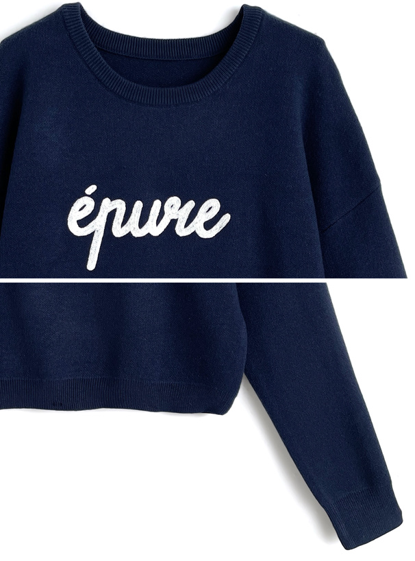 ロゴデザインニットトップス