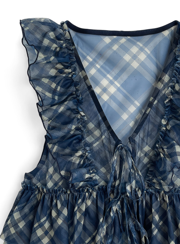 バイアスチェック柄フリルシアーベスト