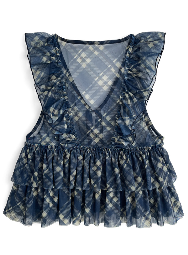 バイアスチェック柄フリルシアーベスト