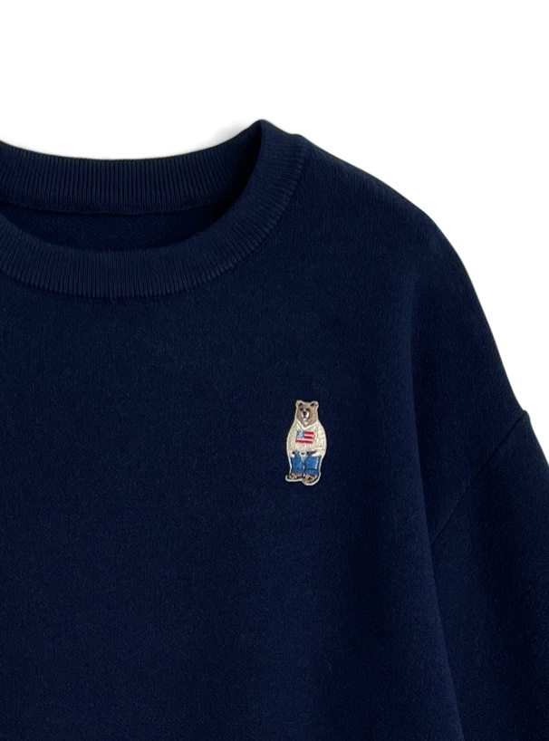 くまワッペンニットトップス