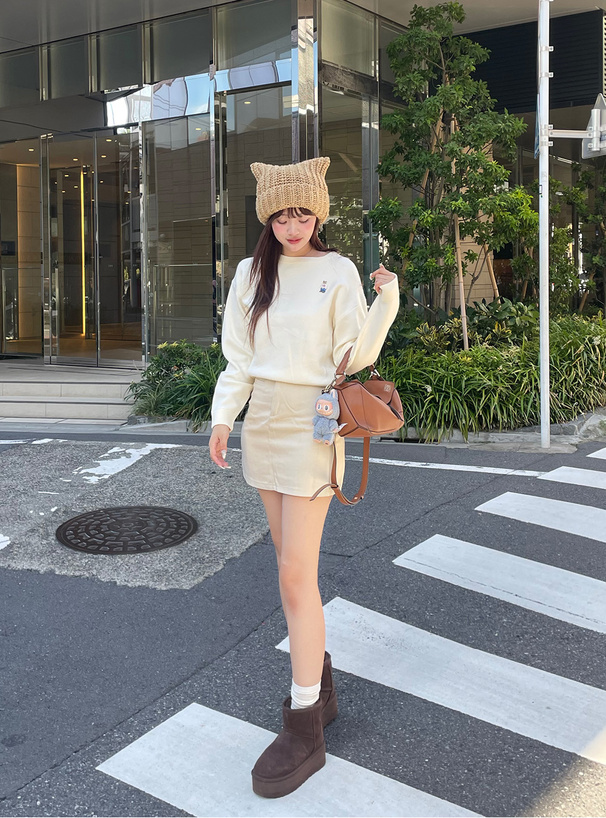 くまワッペンニットトップス