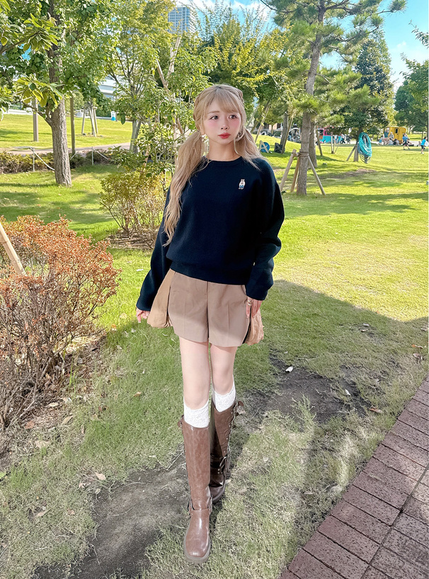 くまワッペンニットトップス