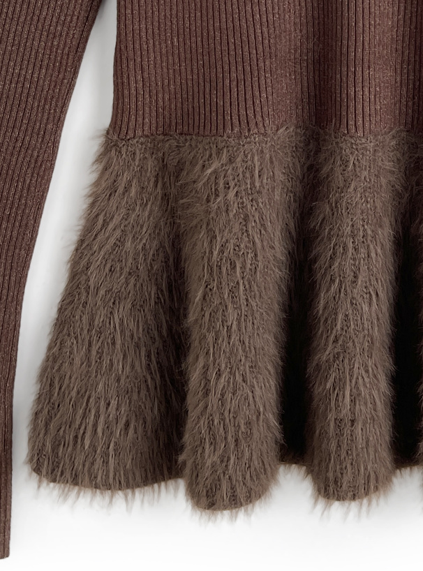 2Wayフレアスリーブシャギーペプラムニットトップス