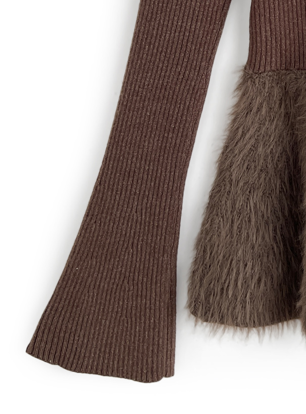 2Wayフレアスリーブシャギーペプラムニットトップス