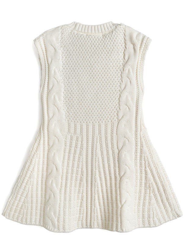ケーブル編みペプラムノースリーブニットトップス