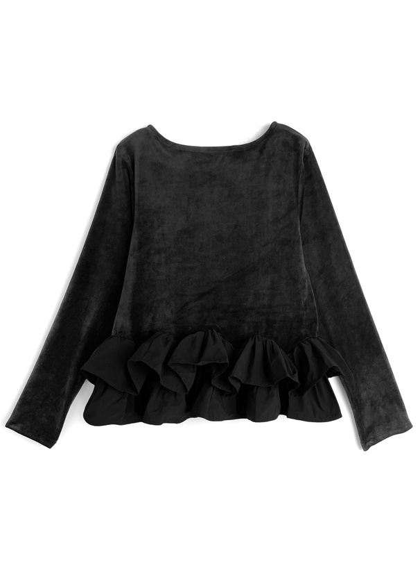 裾フリルペプラムベロアトップス[dh1411] | レディースファッション