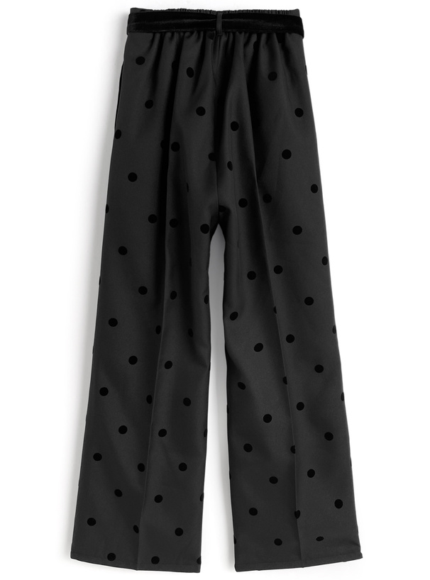 ＊新品＊リボン紐付き*ドット柄ストレートパンツ　大きいサイズ　レディース 新品＊リボン紐付き*ドット柄ストレートパンツ 大きいサイズ