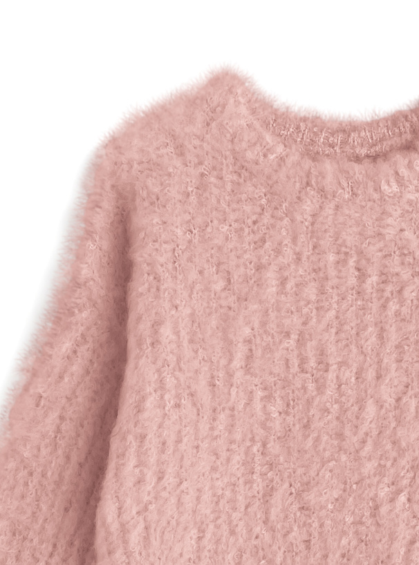 シャギーショート丈ニットトップス