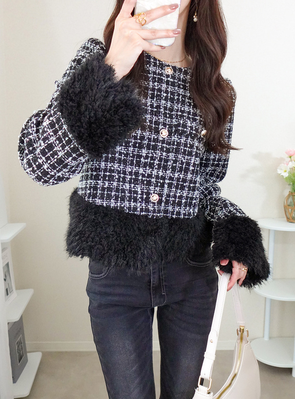 ファードッキングラメツイードジャケット[dh1418] | レディース