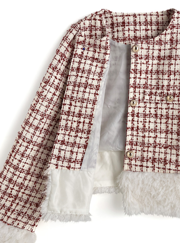 ファードッキングラメツイードジャケット