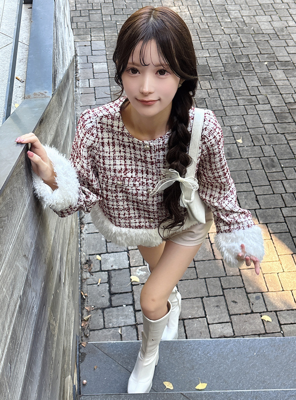 ファードッキングラメツイードジャケット