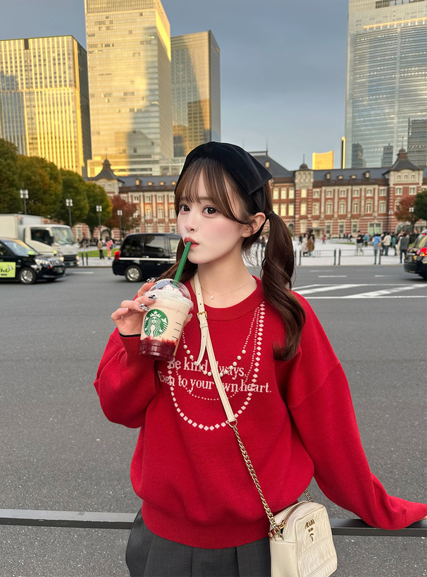 パールロゴニットトップス