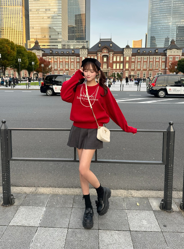 パールロゴニットトップス
