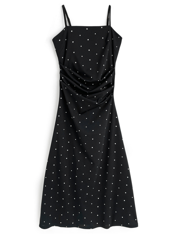 ドット柄ドレープキャミソールワンピース[dh1425] | レディース