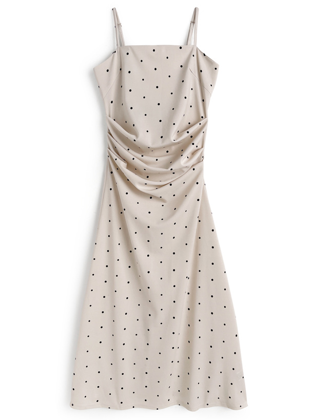ドット柄ドレープキャミソールワンピース