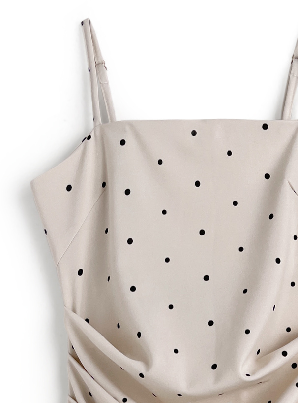 ドット柄ドレープキャミソールワンピース